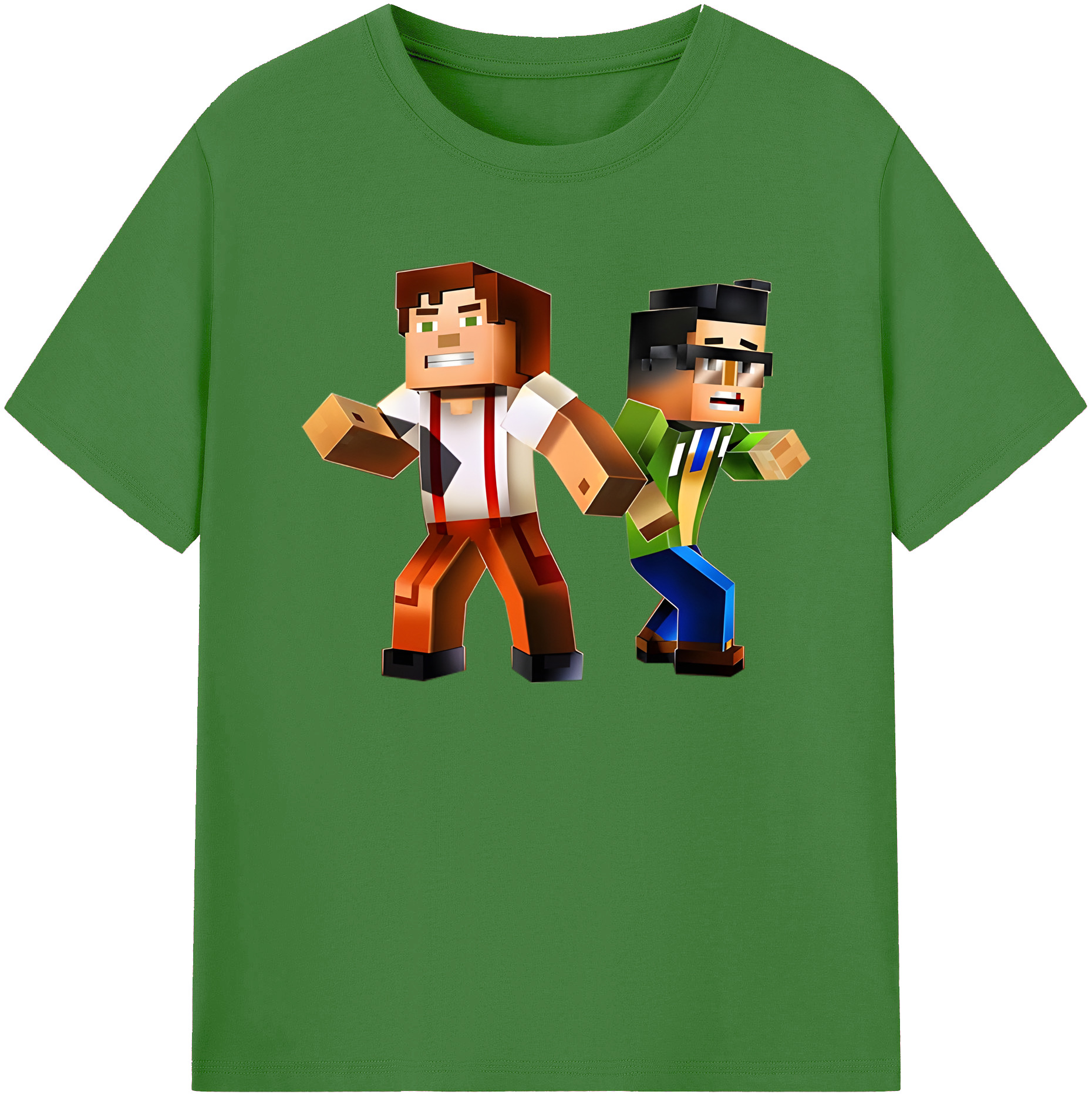 （画像用） マインクラフト ブロックの世界 Minecraft MC Block world レディースカジュアルプリントTシャツ（綿100％）
